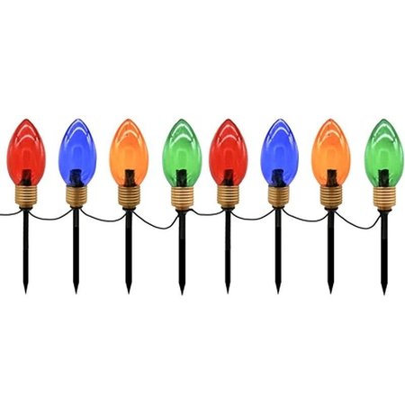 SANTAS FOREST Light Stake Yard, 18 in L, Yard Decor, PVC, BlueGoldGreenRed, Shiny 92601